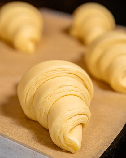 Laminated croissant dough – folding