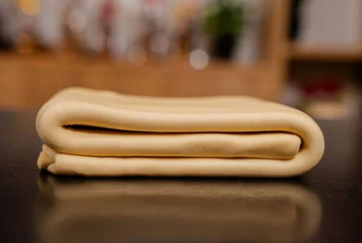 Laminated croissant dough – folding