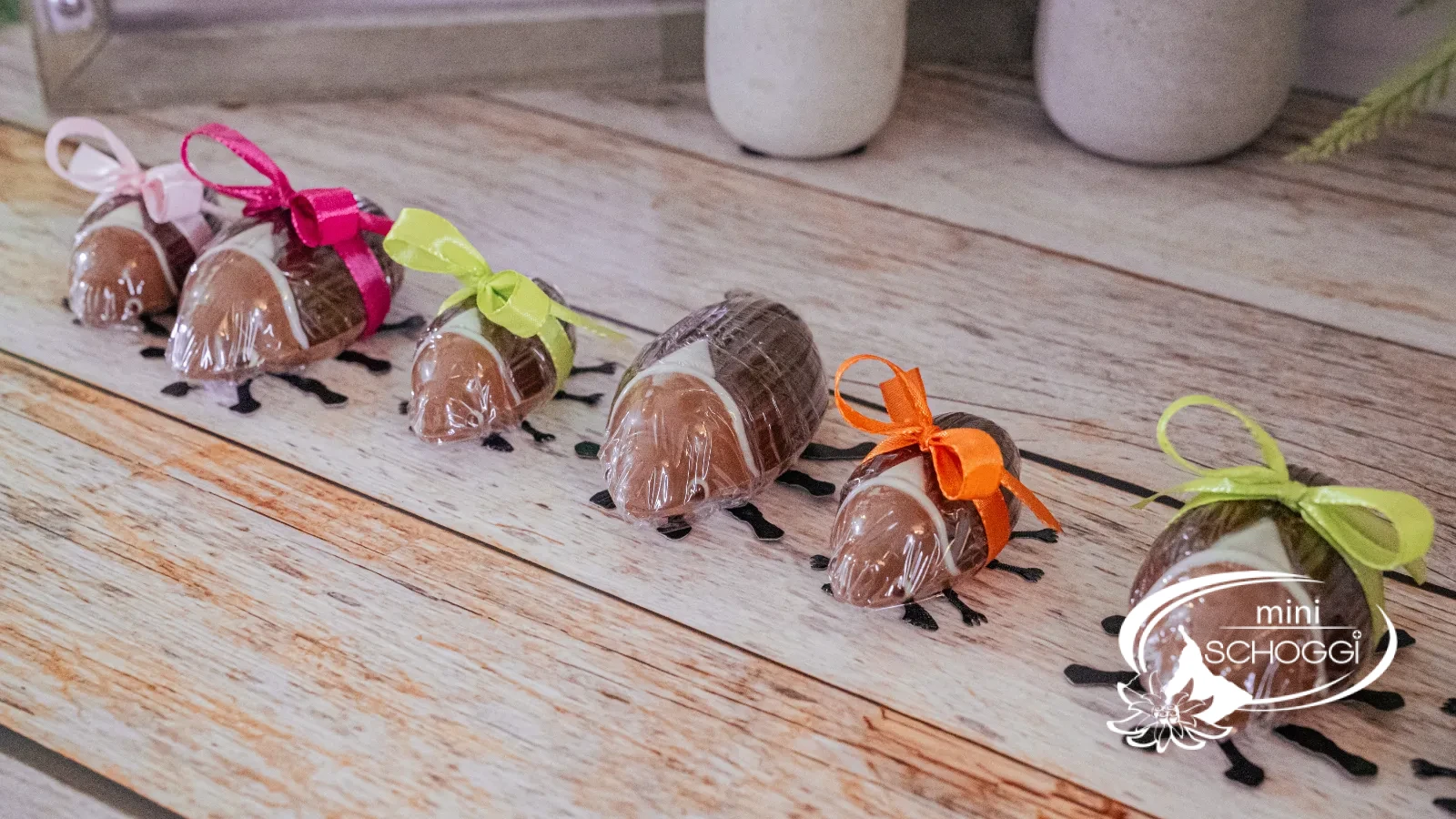 Maggiolino di cioccolato da vicino, gli occhi dipinti sono ben riconoscibili