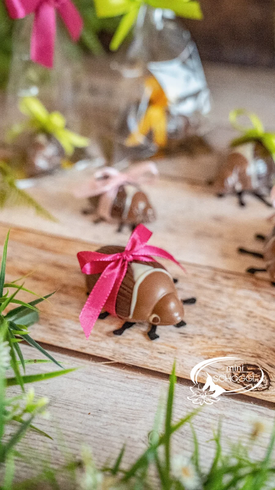 Maggiolino di cioccolato da vicino, gli occhi dipinti sono ben riconoscibili