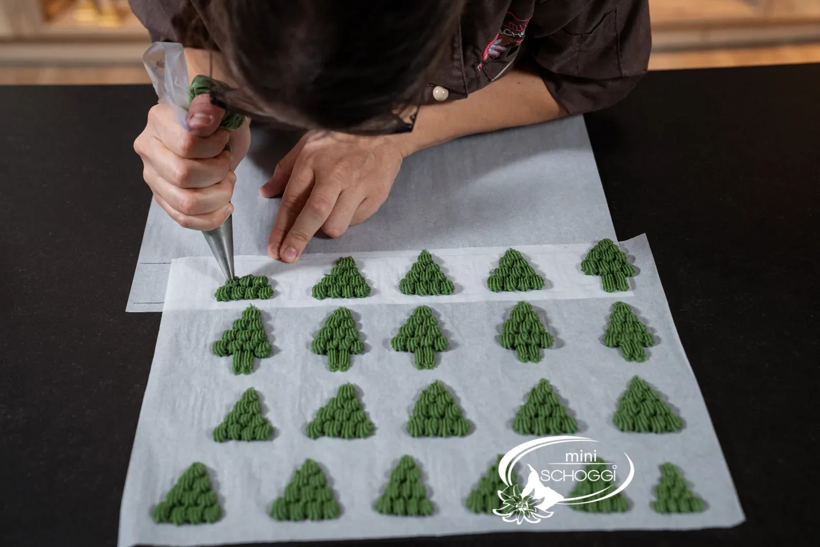 Rangées de sapins dressés