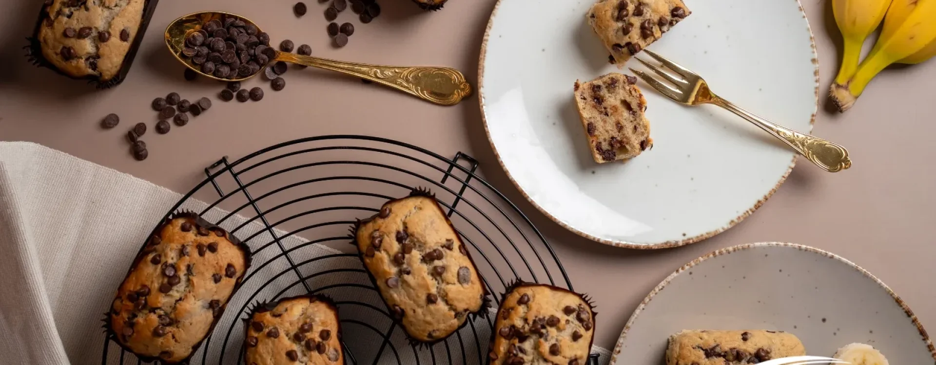 Mini Banana Bread mit Schokoladenchips